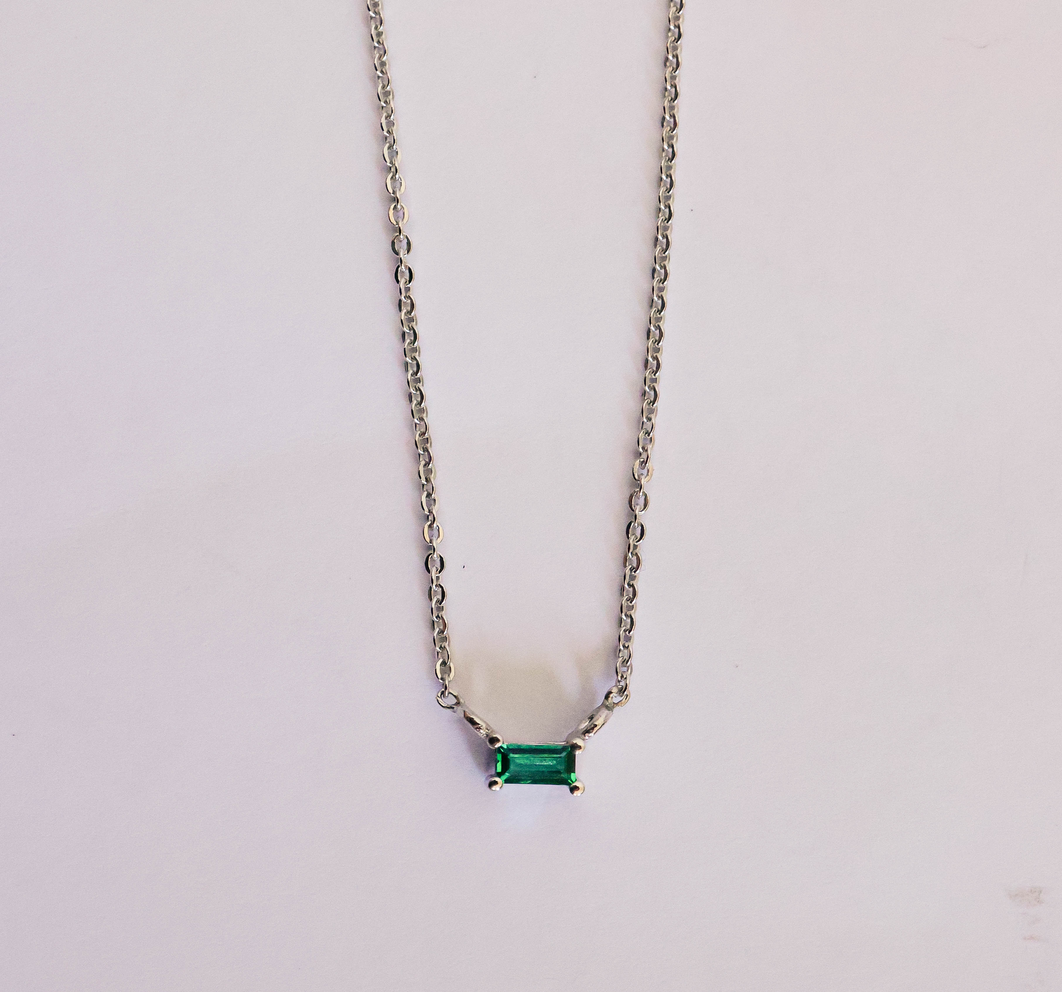 Emerald hot sale baguette necklace