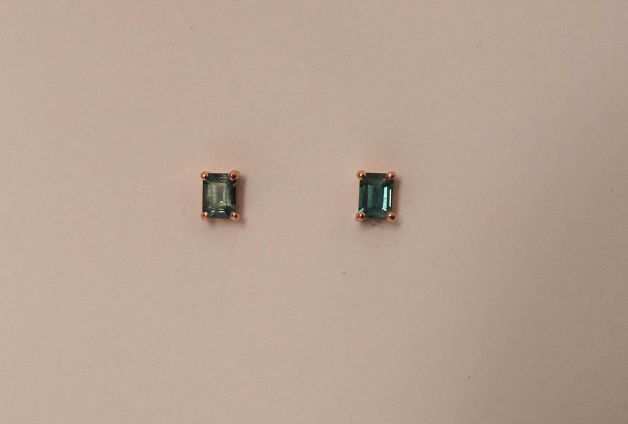 Emerald Cut Sapphire Studs