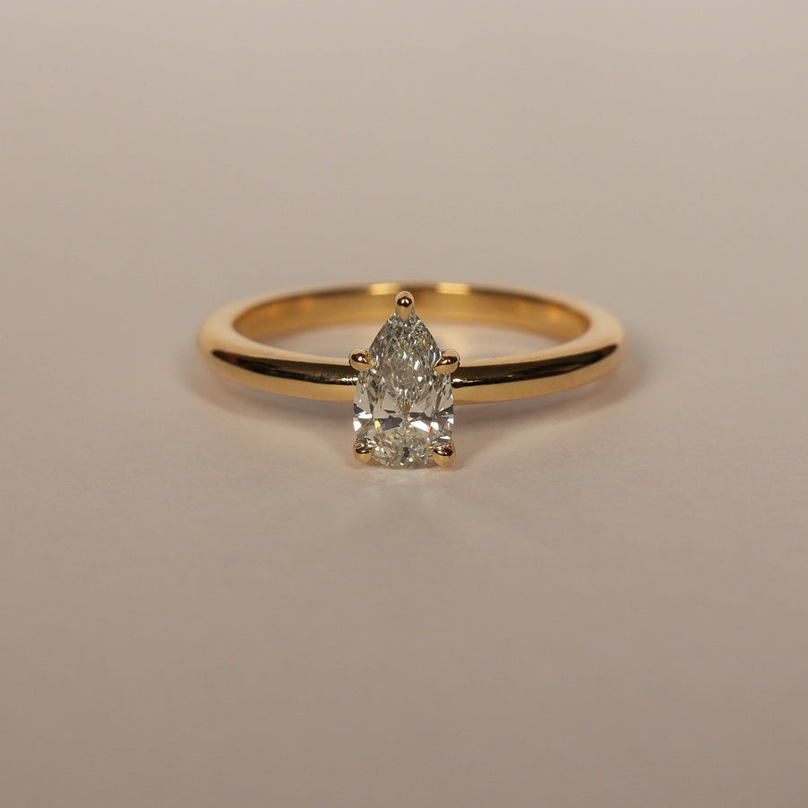 Pear Solitaire Ring