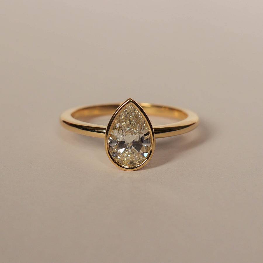 Pear Solitaire Bezel Set Ring