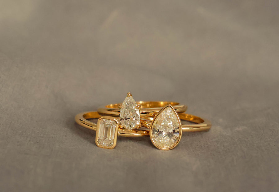 Pear Solitaire Ring